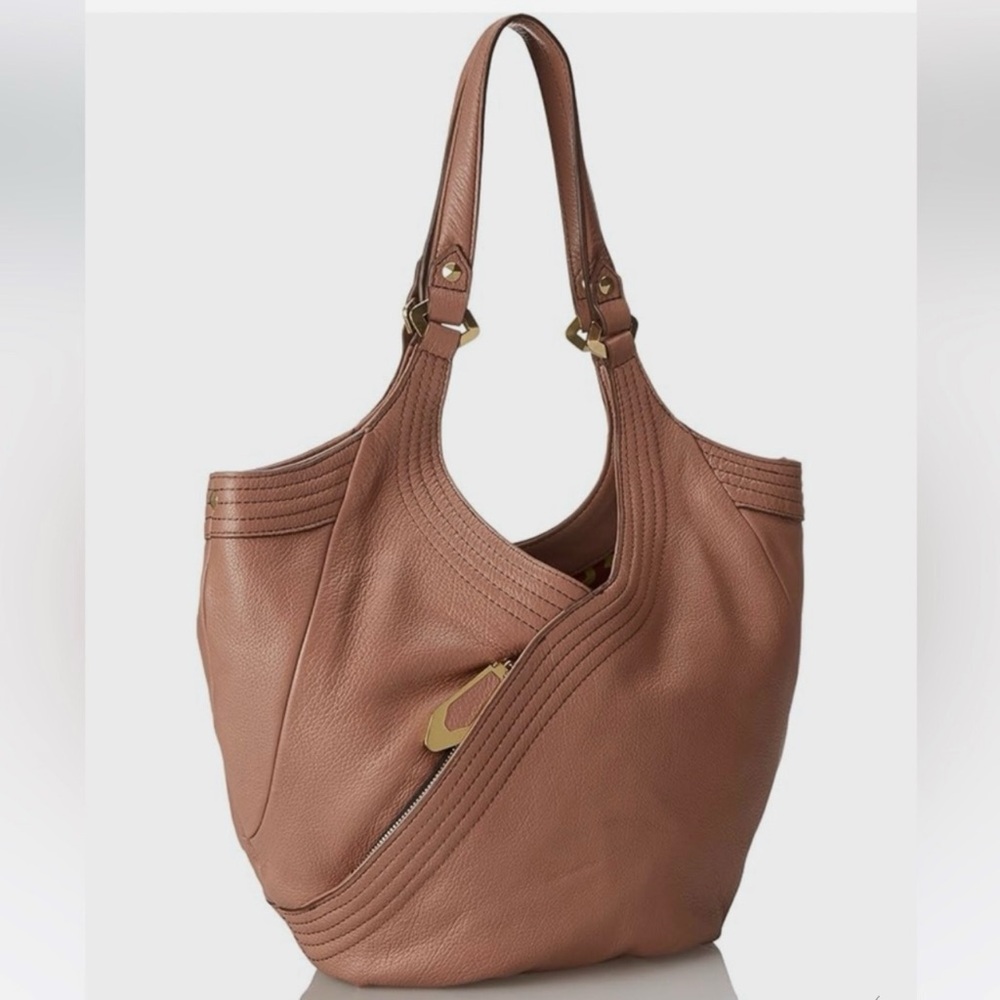 orYANY Tracy Leather Hobo Bag Tassel Pebble Leather Brown Tan Mauve MANY POCKETS - Picture 6 of 10